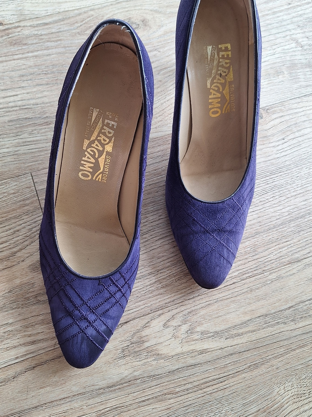 Salvatore Ferragamo Purple Suede Pointed-Toe Pumps